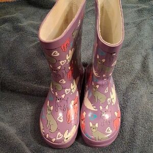 Amazon Kids Purple Rain Boots with Multicolor Dog Print